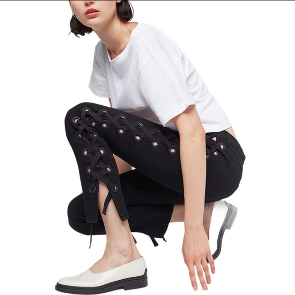 NEW 3x1 NYC Black Midway Lace-up Skinny Ankle Jeans 25 - Picture 8 of 8